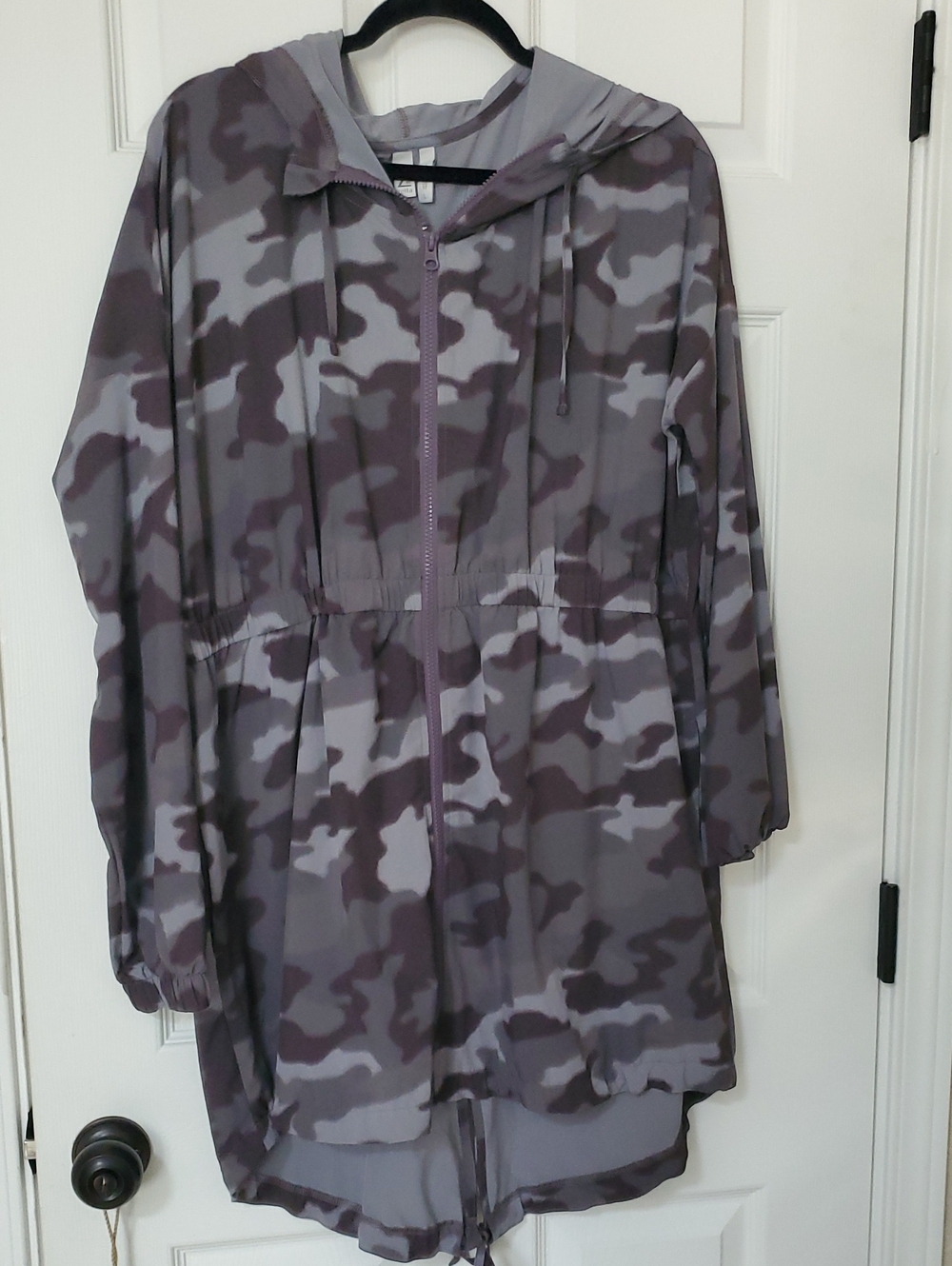 Zella Gray and Purple Camo Hooded Utility Jacket